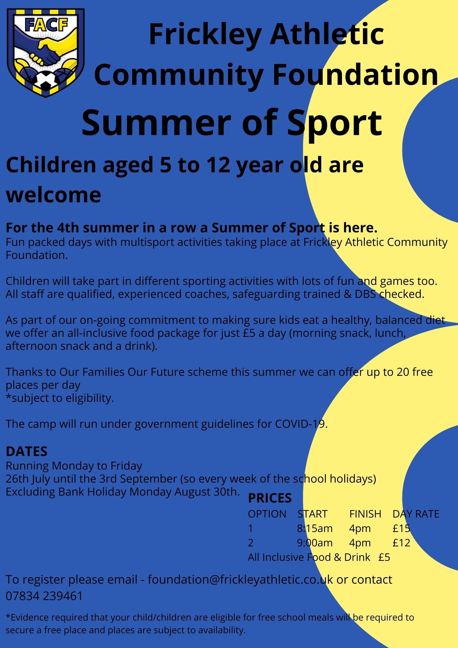 Frickley Summer Camps 2021