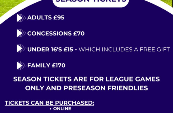 2025/26 Season Tickets and Admission Prices